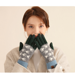 Jacquard Touchscreen Gloves - Swallows (Green/Grey)