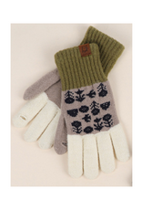 Jacquard Touchscreen Gloves - Brown Flowers