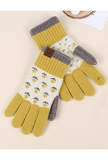 Jacquard Touchscreen Gloves - Yellow Flowers