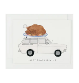 Thanksgiving Turkey Car Greeting Card