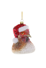 Chicken Claus Glass Ornament
