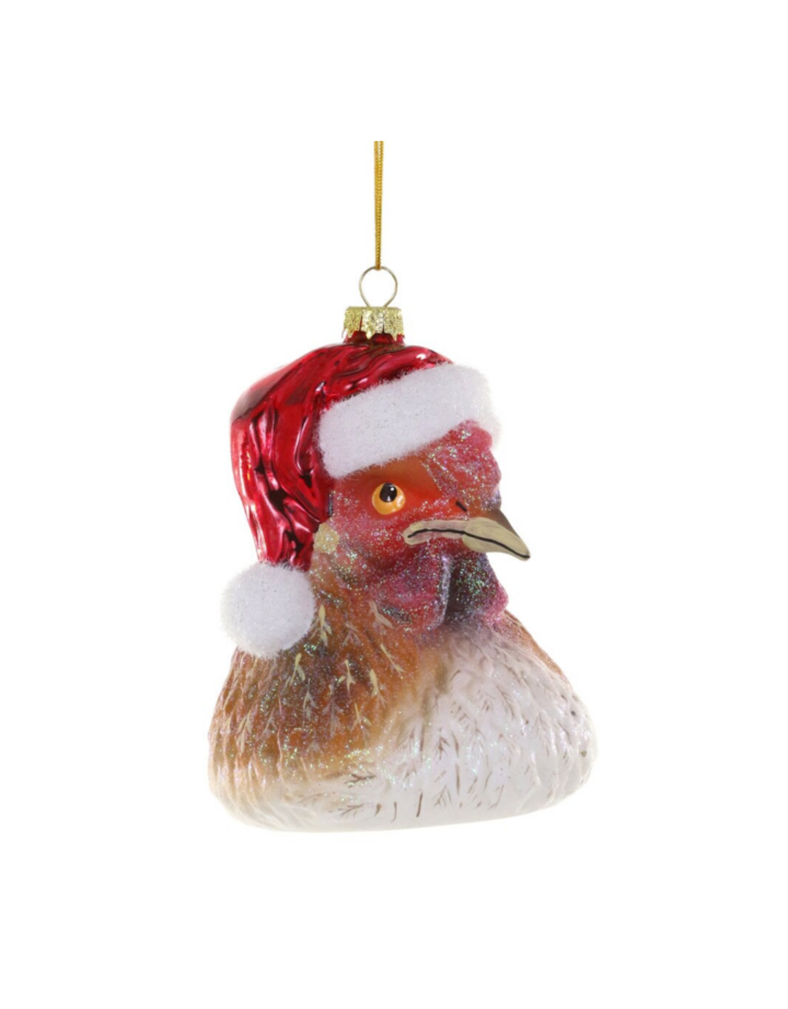 Chicken Claus Glass Ornament