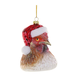 Chicken Claus Glass Ornament