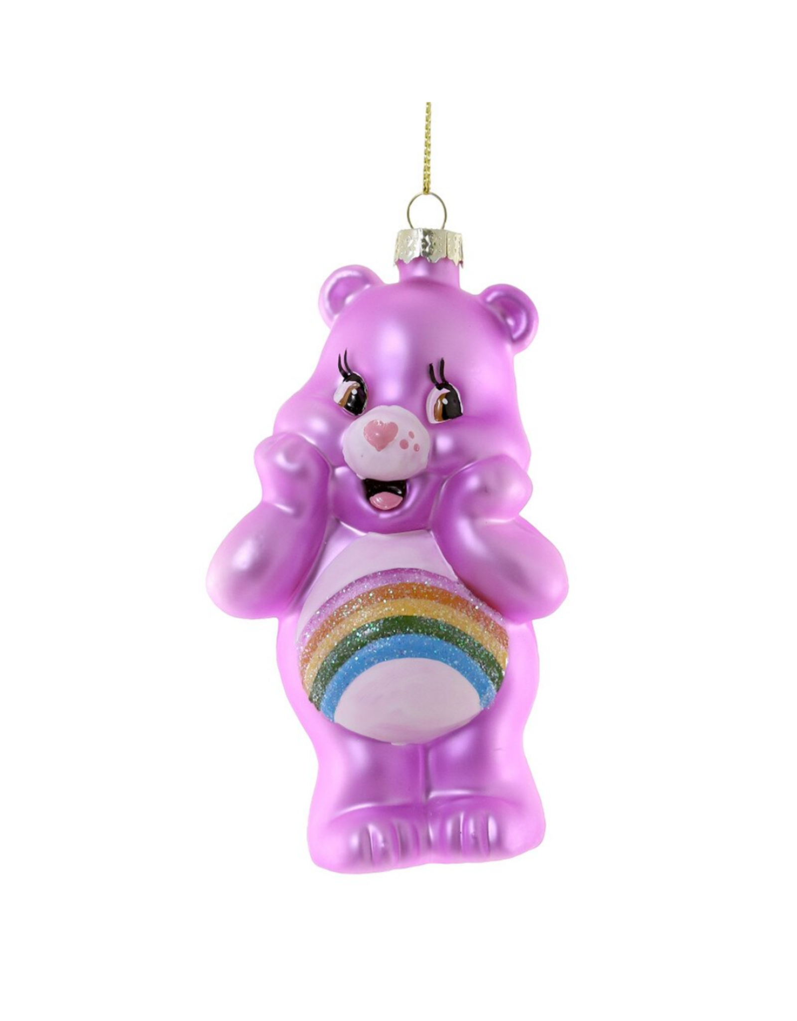 Rainbow Care Bear Glass Ornament