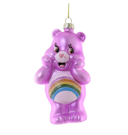 Rainbow Care Bear Glass Ornament