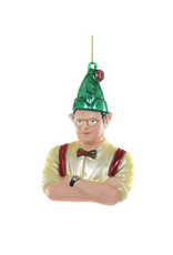 Dwight the Christmas Elf Glass Ornament