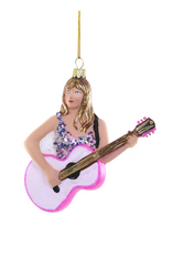 Taylor Swift with Guitar Glass Ornament