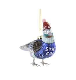 Stay Coo Pigeon Glass Ornament