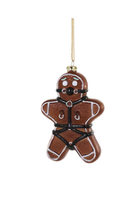 Naughty Gingerbread Man Glass Ornament