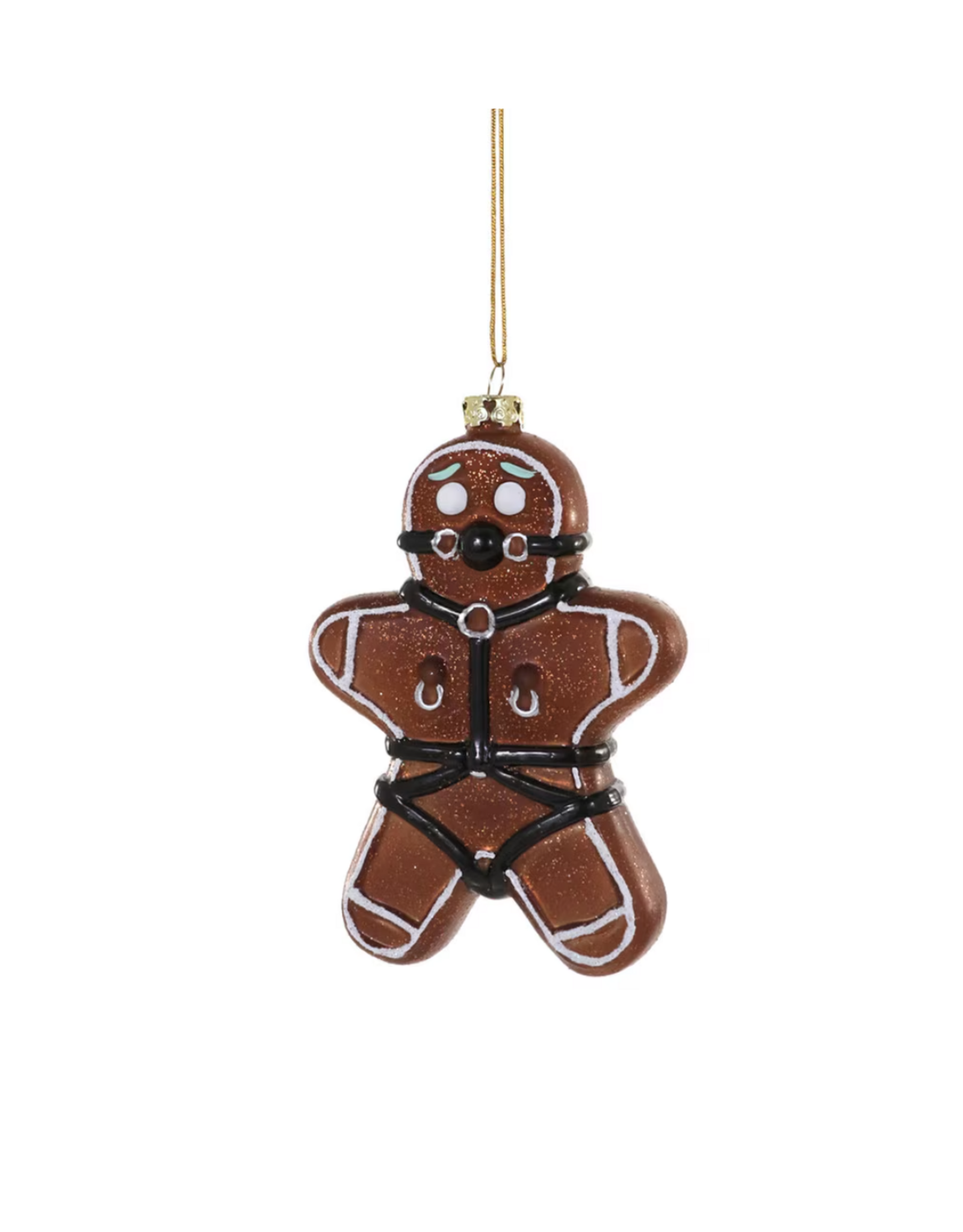 Naughty Gingerbread Man Glass Ornament