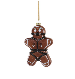 Naughty Gingerbread Man Glass Ornament