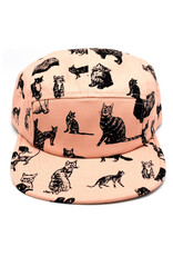 Cotton 5 Panel Hat - Pink Cats