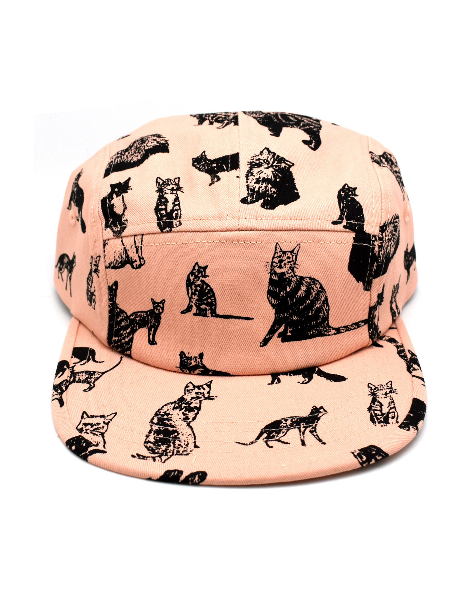 Cotton 5 Panel Hat - Pink Cats