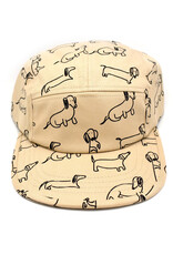 Cotton 5 Panel Hat - Khaki Dachshund