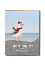 Happy Holidays From Rhode Island Seagull Candy Cane Greeting Card