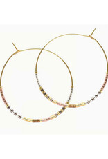 Miyuki Bead 1.5" Hoop Earrings - Champagne