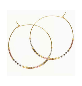 Miyuki Bead 1.5" Hoop Earrings - Champagne