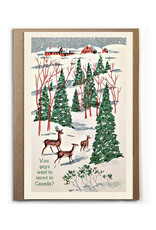 Deer Moving to Canada Greeting Card