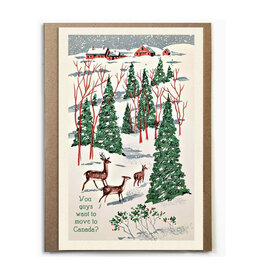 Deer Moving to Canada Greeting Card