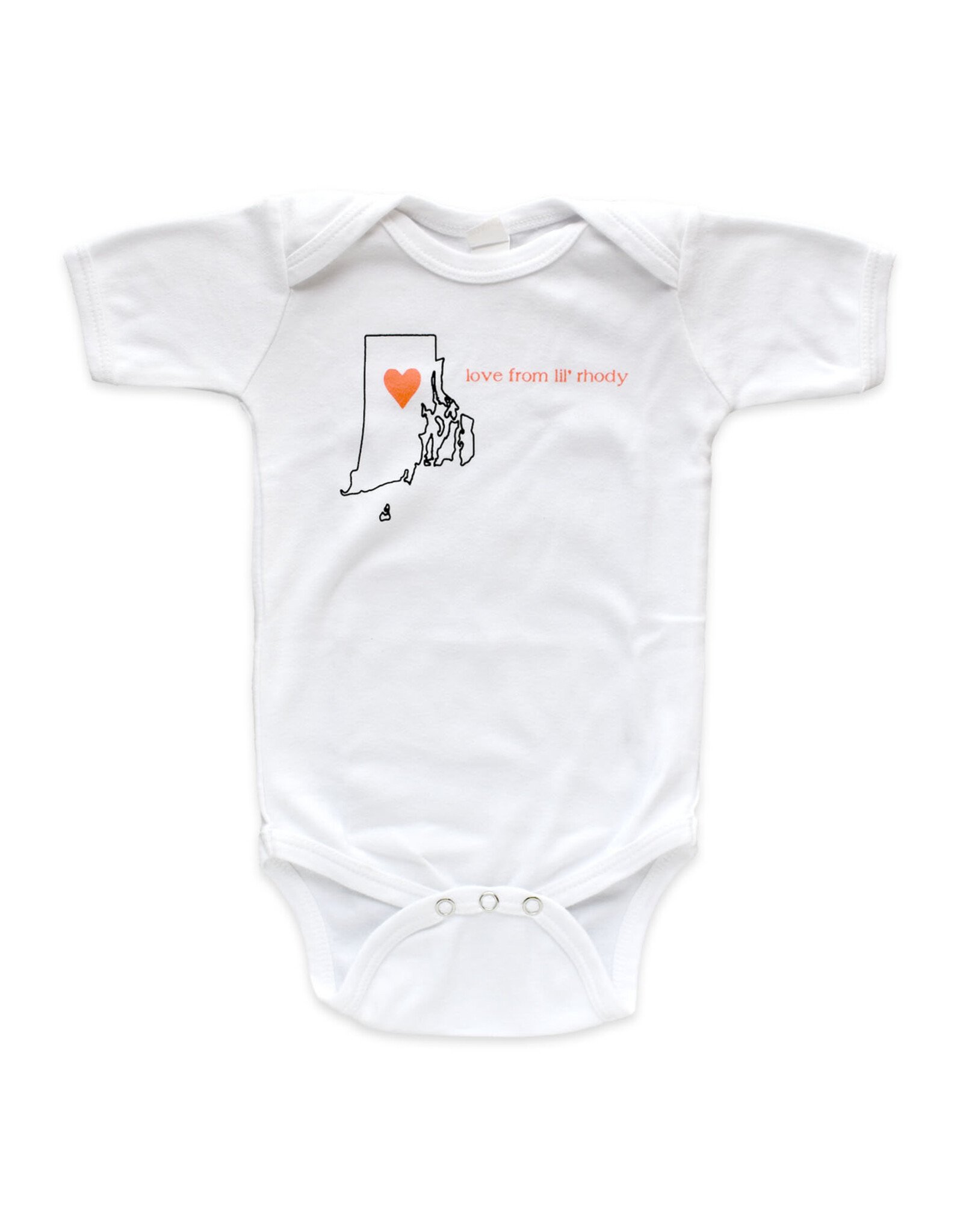 Love from Lil' Rhody Onesie - (Coral Heart)