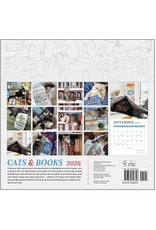 Cats & Books Wall Calendar 2026