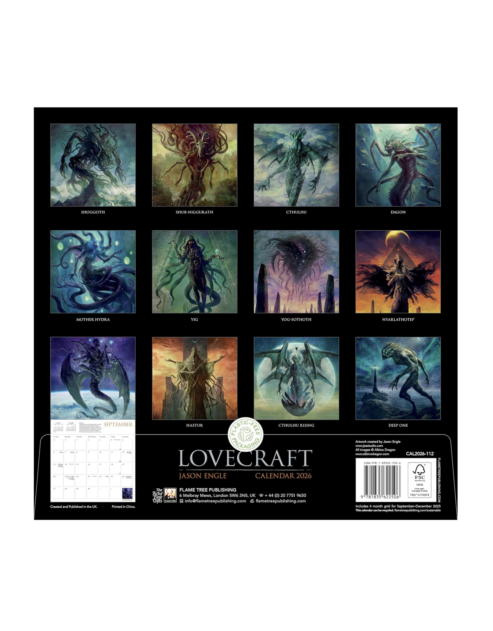 Lovecraft Illustrated by Jason Engle Wall Calendar 2026