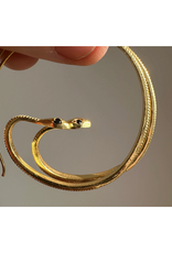 Curled Snake with Black Zircon Earrings