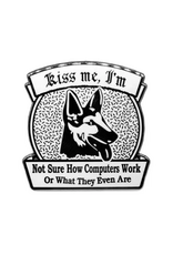 Kiss Me How Computers Work Dog Enamel Pin