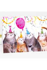 Happy Birthday Cats in Party Hats Greeting Card