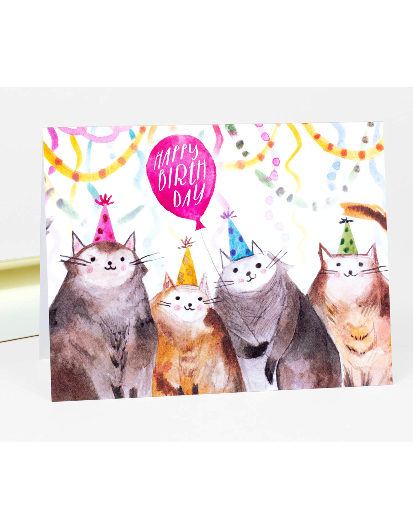 Happy Birthday Cats in Party Hats Greeting Card
