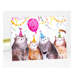 Happy Birthday Cats in Party Hats Greeting Card