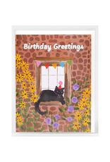 Birthday Greetings Cat Window Sill Greeting Card
