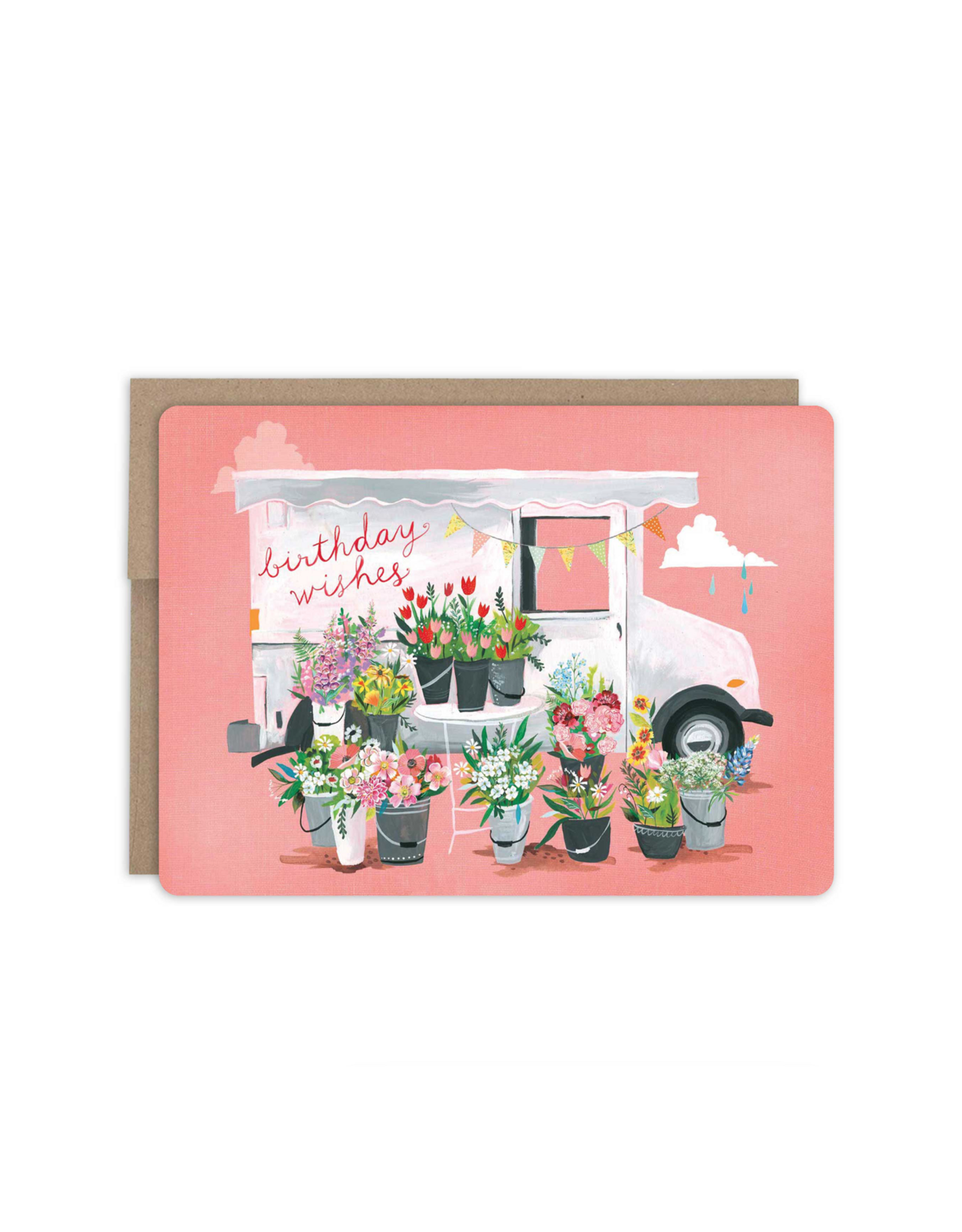 Birthday Wishes Flower Truck Greeting Card
