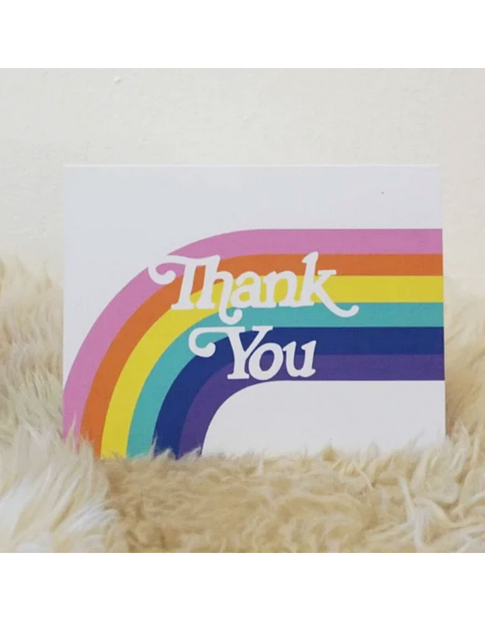 Retro Rainbow Thank You Greeting Card