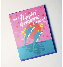 Flippin Awesome Birthday Dolphins Greeting Card
