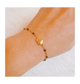 Ellison & Young Dainty Bead Chain Heart Bracelet - Black