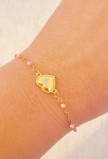 Ellison & Young Dainty Bead Chain Heart Bracelet - Pink