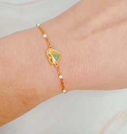 Ellison & Young Dainty Bead Chain Heart Bracelet - White