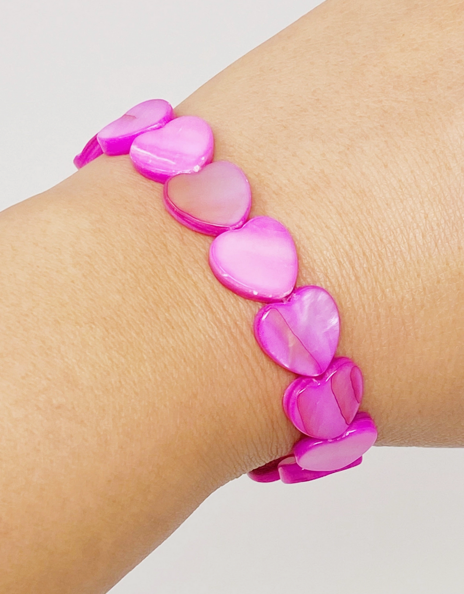 Shelly Heart Stretch Bracelet - Pink