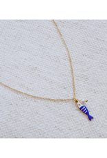 Striped Fish & Pearl Necklace - Blue