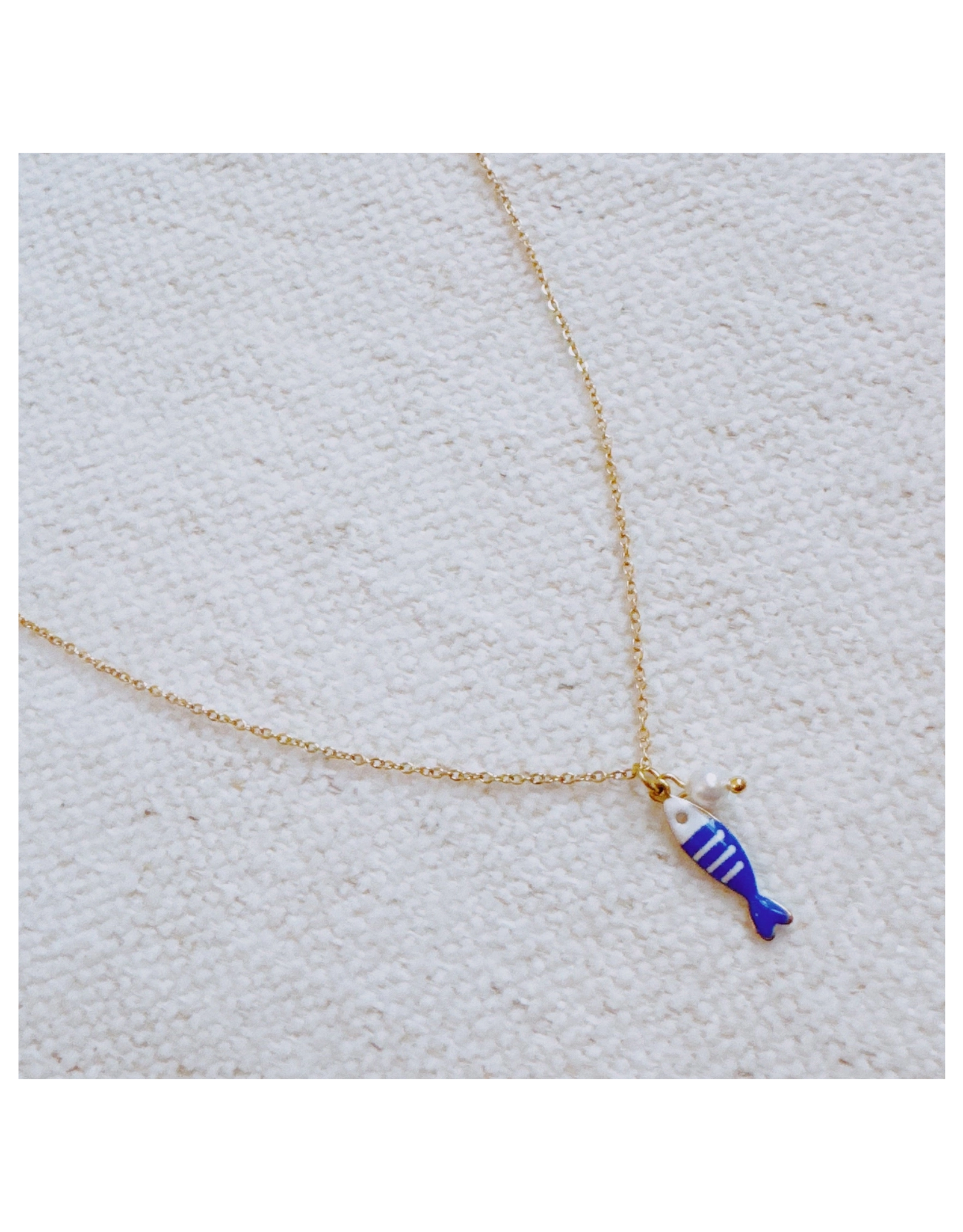 Ellison & Young Striped Fish & Pearl Necklace - Blue