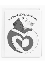 I'd Spend All 9 Lives Black & White Cats Greeting Card