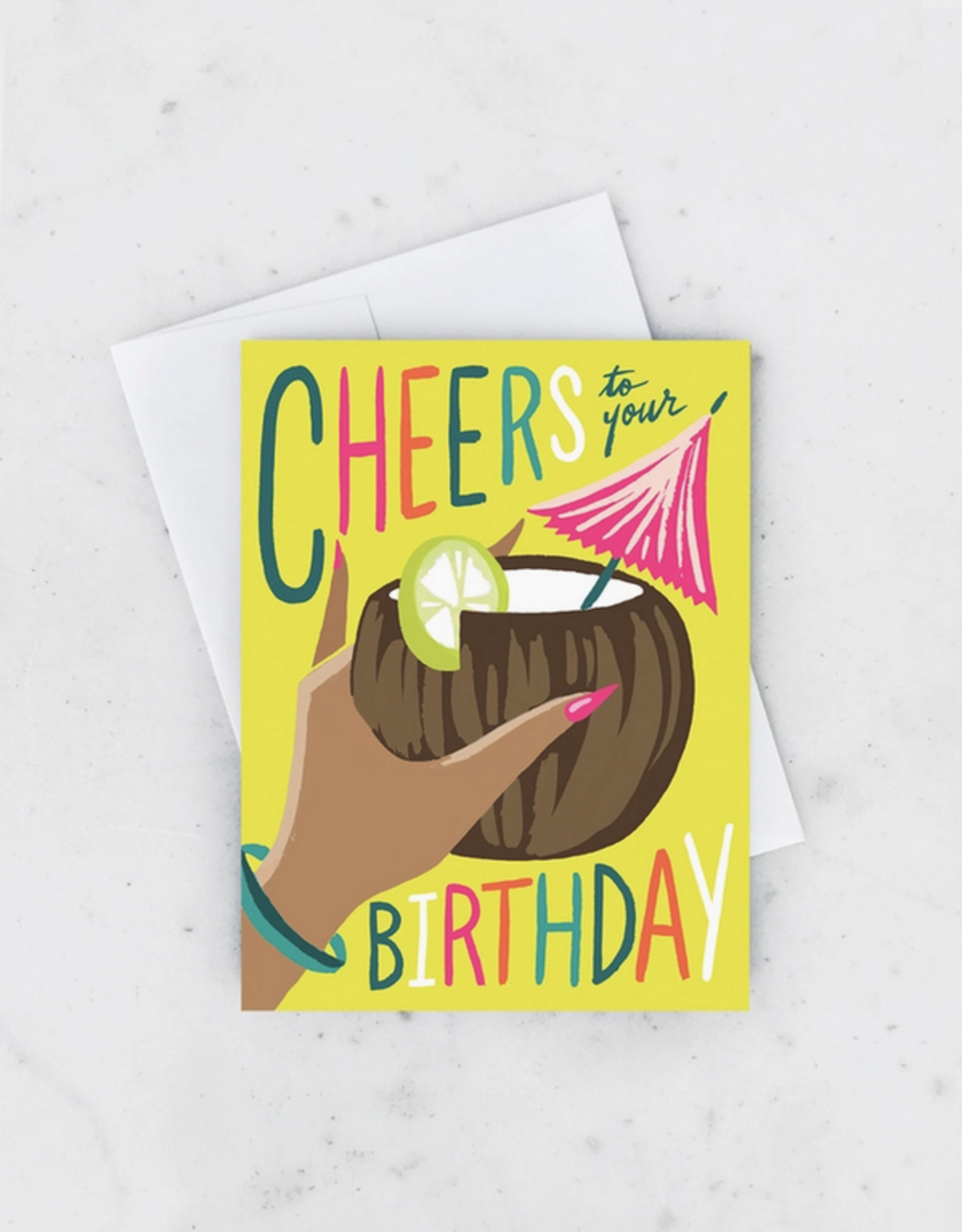 Cheers To Your Birthday Coconut Cocktail Greeting Card
