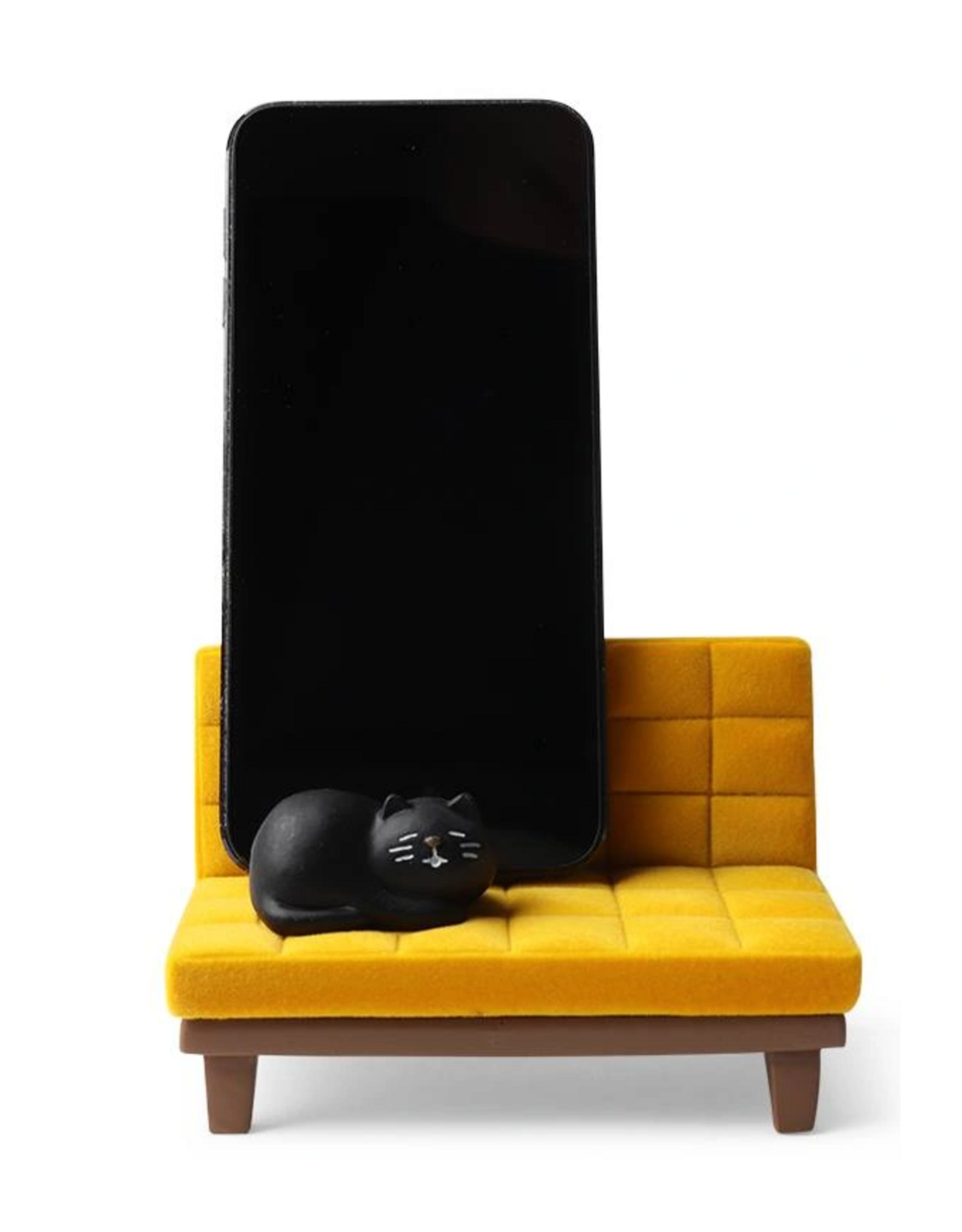 Cat on Yellow Couch Phone Stand