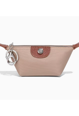Nylon Coin Purse Charm with Keychain - Beige