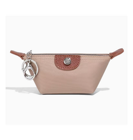 Nylon Coin Purse Charm with Keychain - Beige