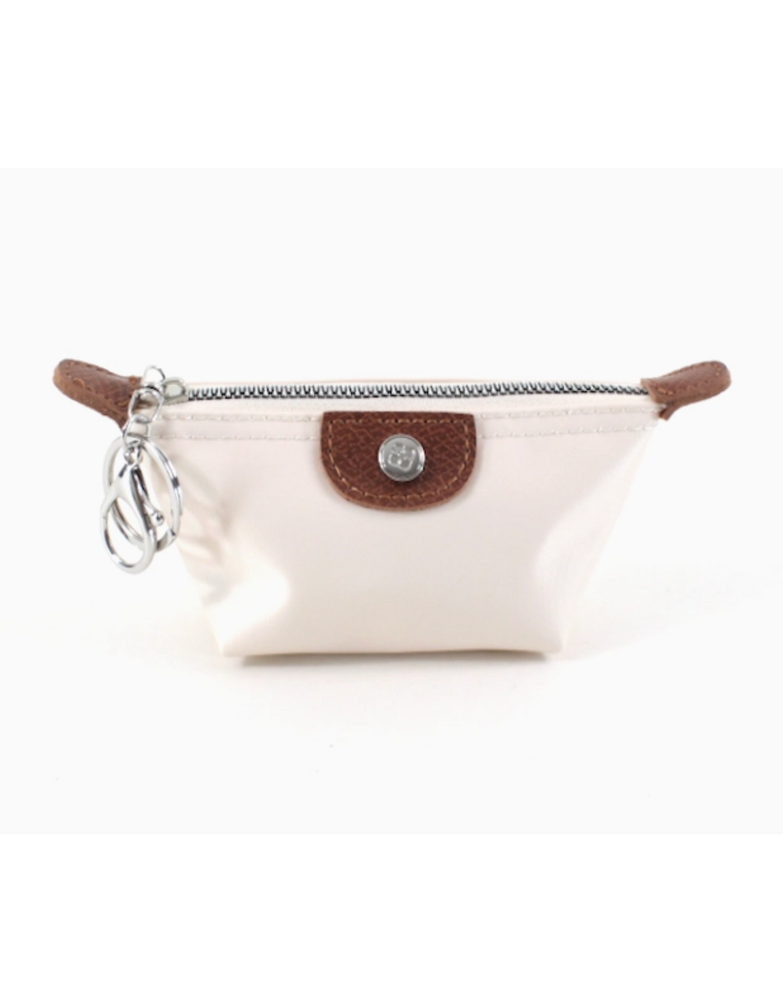 Nylon Coin Purse Charm with Keychain - Ivory