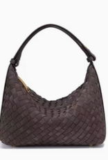 Woven Microfiber Leather Hobo Bag - Chocolate