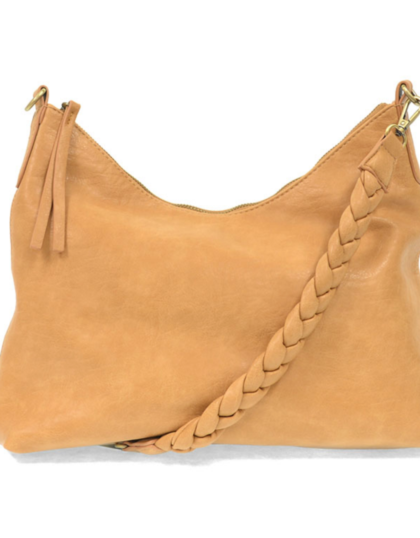 Selene Slouchy Hobo Bag with Braided Handle - Camel