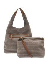 Elena Tweed Hobo Bag - Dusty Blue